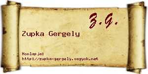 Zupka Gergely névjegykártya